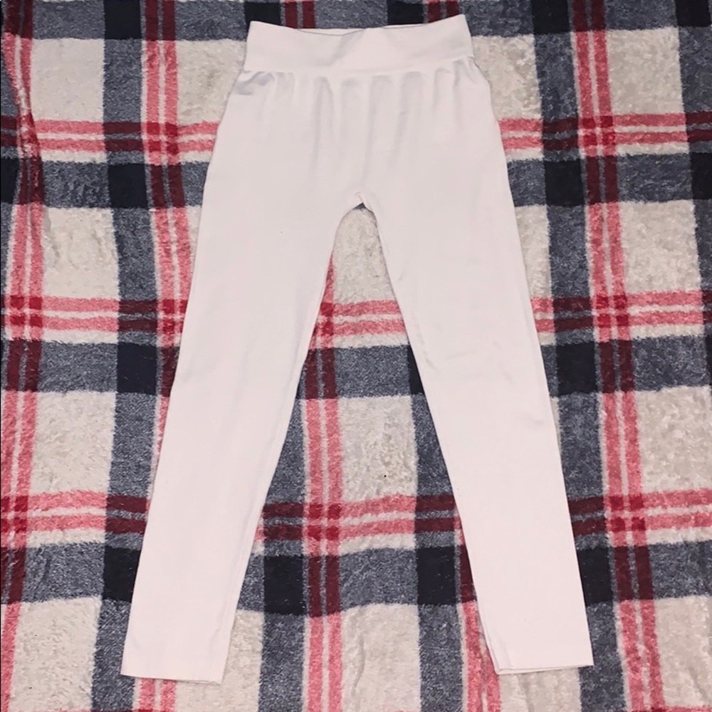 Derek Heart Cream Fleece Leggings